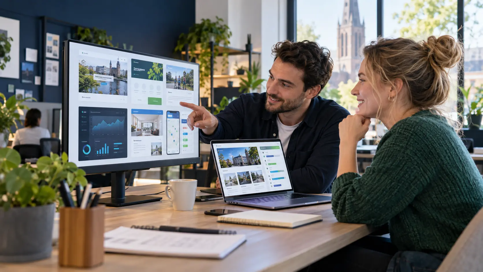 Starter en stichting bespreken een moderne website en webapplicatie